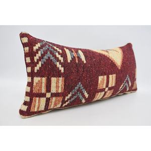 หมอนขนสัตว์ลายคนเร่ร่อนสีแดง12X24นิ้วทอด้วยการออกแบบวินเทจและมีขนปุยใบไม้ดีไซน์หรูหรา - Product Image 3