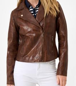 แจ็กเก็ตหนังสำหรับผู้หญิงสำหรับผู้ใหญ่แจ็กเก็ตหนังแท้สำหรับใส่กลางแจ้งโลโก้ออกแบบเอง - Product Image 1