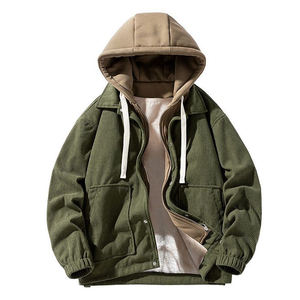 เสื้อฮู้ดเบสบอลผ้าลูกฟูกสำหรับผู้ชายไซส์ใหญ่พิเศษ รุ่น Winter XS ทรงหลวม บุขนหนานุ่ม สไตล์ลำลอง ปกเสื้อแบบปกเชิ้ต ลายเรียบ สำหรับใส่กลางแจ้ง - Product Image 2