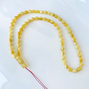 White Amber Oval Beads Islamic Prayer Beads 66 Made of White and Yellow Baltic Amber, <b>Rosary</b> Amber - Product Image 5