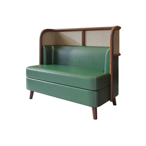 Nuevo diseño, Banco de comedor largo, sofá, asiento de Banco de cuero de ratán de madera para restaurante y cafetería - Product Image 1