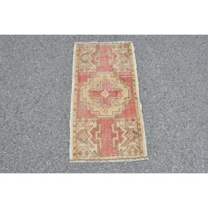 Turkish 1.6x3 ft Rug, Small Vintage Rug, <b>Red</b> Plants & trees <b>Wool</b> Rug - Product Image 1