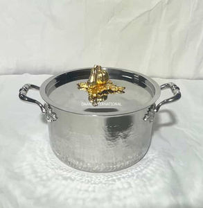 Luxury Kitchen Cooking <b>Pan</b> Set Hammered Stainless Steel Food-Safe Hot Sale Stock Pots <b>with</b> Pumpkin <b>Lid</b> 4 Pieces Cookware Set - Product Image 5