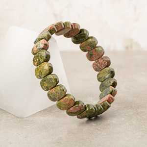 Pulsera de piedra natural de unakita con corte ancho - Product Image 4