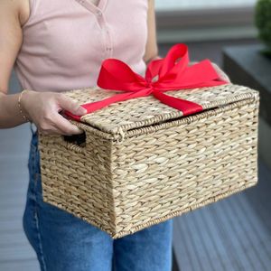 Cestas Rectangulares Plegables Ecológicas de Jacinto de Agua Talladas al por Mayor, Artesanía Vietnamita para Envolver Regalos y Cestas de Regalo al por Mayor - Product Image 4