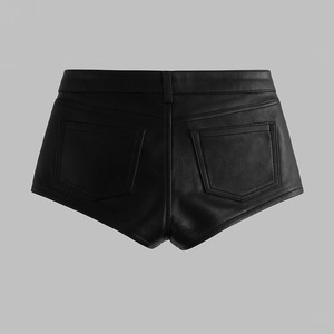 Shorts en cuir noir pour femmes, nouvelle collection, haute qualité, design personnalisé, professionnel, six poches, cuir d'agneau souple, taille mi-haute, tendance - Product Image 4