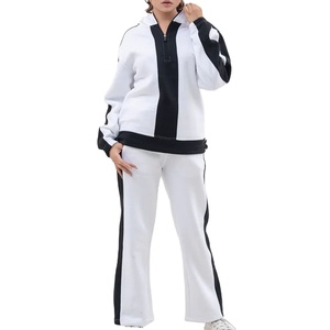 Custom Logo Women's Two-Piece Hoodie and Sweatpants Jogger <b>Set</b> 100% Cotton Fleece Streetwear Winter Tracksuit - Product Image 1