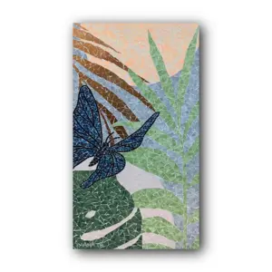 Flying Butterfly Mosaic Panel made with Colored Glass Wall Hanging Decoration for Home Office Villa Hotel Restaurant Decoration