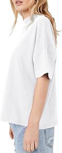 Oversize Heavyweight Plus Size Cropped Top Blank <b>White</b> Color Mock Neck T <b>Shirts</b> Cotton Short <b>Sleeve</b> Crop Top <b>Shirts</b> Breathable - Product Image 3