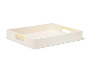 Plateau décoratif en laque vietnamienne blanche Plateau de service à café Plateau rectangle moderne en laque vietnamienne - Product Image 5