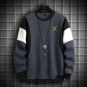 Sweat-shirt de sport à col rond contrasté en coton 100% pour homme, personnalisé, avec impression numérique, streetwear athlétique, pull-over - Product Image 3