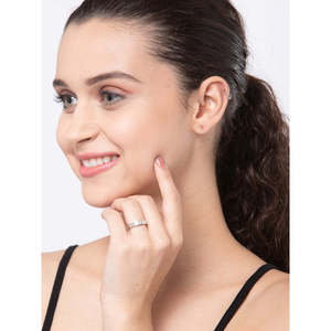 Bague ajustable CLARA pour femmes et filles, en argent sterling 925 avec finition mate partielle, diamant et placage rhodium, cadeau élégant - Product Image 3