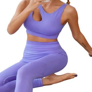 Ensemble de pantalons de yoga en nylon spandex veste souple haute élasticité confortable et respirant équipement d'entraînement grande taille sans couture style solide - Product Image 2