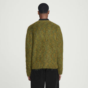 Pull en maille de mohair duveteux pour homme, col en V, fermeture à boutons, nouveau modèle 2025, lourd, chaud et respirant - Product Image 2