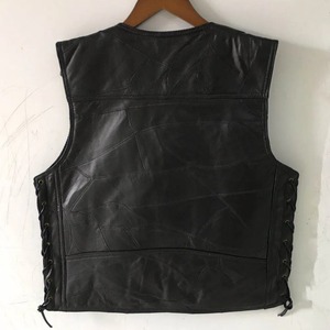 Chaleco de invierno para hombre, de piel sólida, respetuoso con el medio ambiente, cuello en V, con costuras y enhebrado de dos caras, ropa de abrigo informal para motocicleta - Product Image 3
