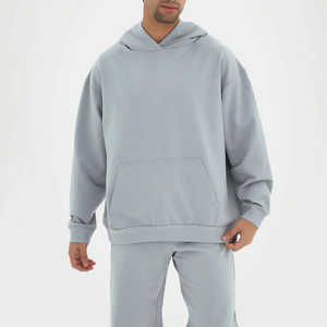 Ventes en gros de sweats à capuche surdimensionnés en molleton français de couleur bleu ciel, personnalisés et vierges, essentiels pour l'hiver, pour hommes - Product Image 2