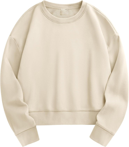 Cropped Women's Winter <b>Hoodie</b> 100% Cotton Long Sleeve Batwing Sleeve Lined Oversized <b>Fleece</b> 360g - Product Image 6