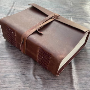 Handmade Vintage Leather Journal Thread-Sewed Sketchbook Notebook with Beautiful <b>Book</b> of Shadows Spiral Binding - Product Image 1