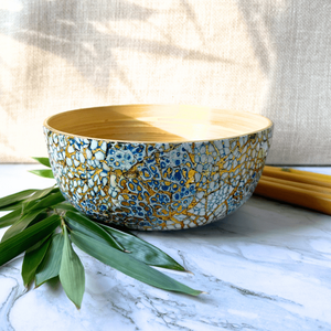 Cuenco de bambú hilado ecológico hecho a mano con incrustaciones de concha de mosaico, cuenco decorativo lacado con cáscara de huevo para el hogar y la cocina - Product Image 4