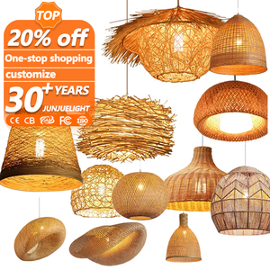 Lustre Rond Fait Main en <span class=keywords><strong>Paille</strong></span> et Bambou Tressé, Créatif Pastoral Rétro, Lampes Suspendues en Rotin pour Balcon et Restaurant - Product Image 1