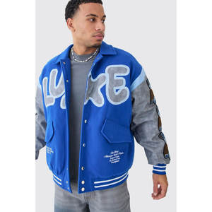 Veste universitaire en cuir pour homme sur mesure, style streetwear, veste bomber de baseball, vente en gros de vestes universitaires sur mesure - Product Image 1