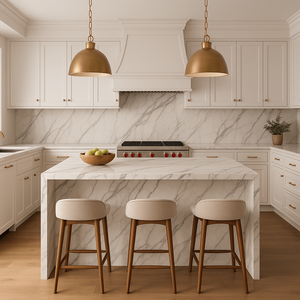 Grande dalle en quartz Calacatta Noah Unionstone, composition cristalline, imperméable, produit mural moderne - Product Image 3