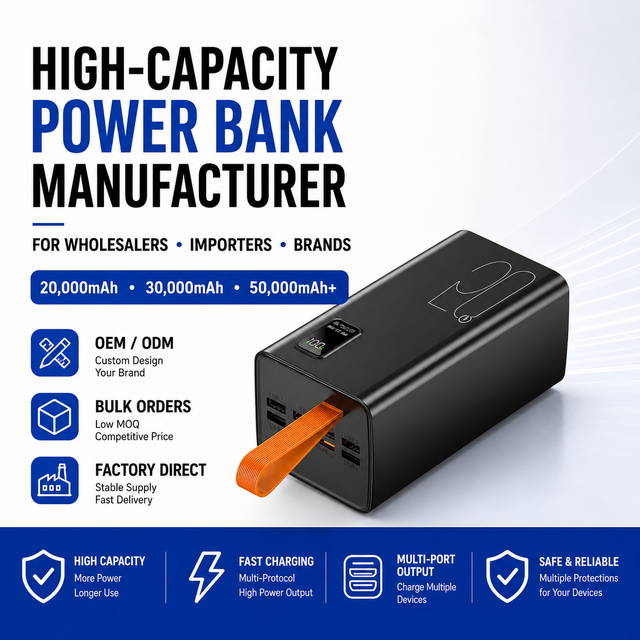 22.5W 50000mah Large Capacity Power Bank Pd20w Powerbank Portable Fast Charger External Battery Bank for Xiaomi Samsung Iphone
