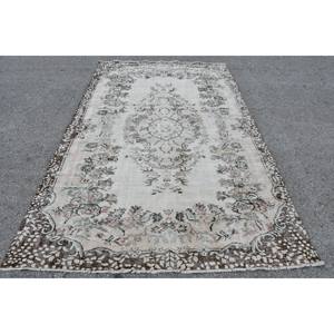 Vintage Turkish <b>Rug</b> 5.6 X 9ft Beige Brown Flat Weave Wool Patchwork Design <b>Large</b> Area <b>for</b> <b>Living</b> <b>Room</b> Decorations Latex Backing - Product Image 1