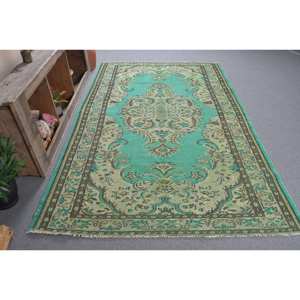 Tapis en laine marron vert traditionnel classique 5.5X8.8 pieds Vintage Design turc Patchwork motif Latex salon tapis pour lit - Product Image 3