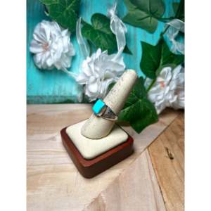Handmade <b>Boho</b> Royston Turquoise & Sterling <b>Silver</b> <b>Ring</b> Navajo Made Bezel Set Bezel Inlay Size 8.75 Everyday Wear - Product Image 3