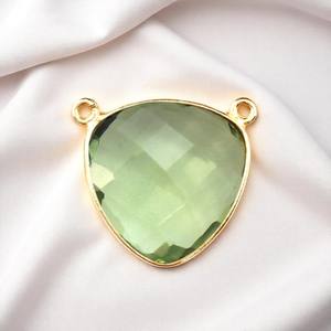 DIY Double Bail Trillion Facettes Vert Améthyste Pierre Précieuse Plaqué Or Charme Pendentif Collier En Gros - Product Image 1