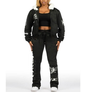 Ensemble de survêtement pour femmes, jogging, veste zippée, tenue de sport confortable, respirante pour l'entraînement, la course à pied, le fitness - Product Image 1