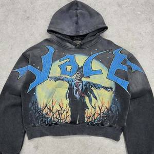 High Quality French Terry <b>Hoodie</b> <b>Cropped</b> Dtg Vintage Washed Printed Rhinestone Pearl <b>Zip</b> <b>Hoodie</b> For Men's - Product Image 1