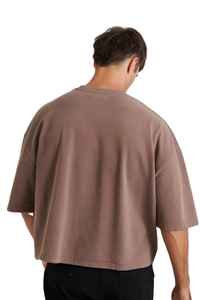 Camiseta de gran tamaño para hombre de tendencia superior Camiseta de cuello redondo de algodón 100% de peso pesado en blanco liso informal con estampado personalizado - Product Image 4