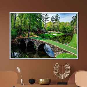 ภาพพิมพ์ศิลปะบนผ้าใบสีเขียวสุดหรู: ภาพทิวทัศน์ธรรมชาติสมัยใหม่สำหรับตกแต่งโฮมออฟฟิศ,1P:กรอบสีขาว - Product Image 1