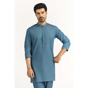 Trajes de Estilo Slim Fit para Hombre KP-BSC25-013, Conjuntos de Ropa Exterior Azul Cielo, 100% Algodón, Ropa Oriental - Product Image 1