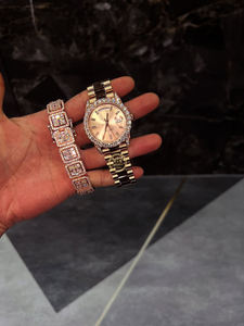 Montre de luxe sur mesure avec cadran romain en diamant de laboratoire de haute qualité, baguette en diamant, montre en gros, fournisseur en gros - Product Image 4