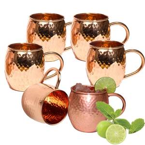 Mayorista koi Logotipo personalizado 450mL Taza de cobre puro Moscow Mule Martillado con mango de cobre para bebidas Serveware - Product Image 1