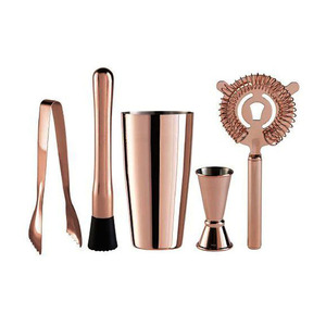 High Quality Stainless Steel <b>Bar</b> <b>Tools</b> Set Brown Color Bartender Cocktail Shaker Kit Use for Party And Wedding Barware Wholesale - Product Image 1