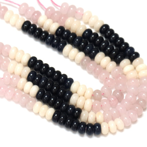 ลูกปัดควอตซ์สีชมพูและสีฟ้าทรงรอนเดล: งานฝีมือจากอัญมณีเกรด AAA ผิวเรียบ (7-8 มม.) - Product Image 3