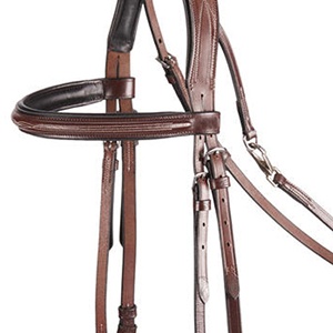 Popular diseño de moda anatómico de lujo de cuero genuino caballo brida de lujo con hebillas de latón elegante cosido de Horsekraft muestra - Product Image 5