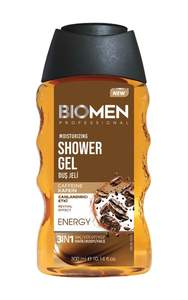 Gel douche hydratant professionnel Biomen, énergie à la caféine, 3 en 1, gel nettoyant pour cheveux, corps et visage, 300 ml - Product Image 2