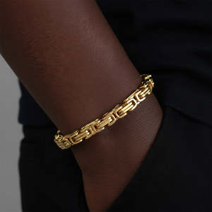 ชุดเครื่องประดับทองคำ 14K ดีไซน์สวยหรู ประกอบด้วยสร้อยไบแซนไทน์ขนาด 6 มม. และกำไลข้อมือ - Product Image 5