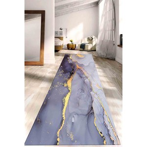 Tapis en marbre or violet : Tapis d'appoint moderne, tapis imprimé, tapis doux non tissé - Product Image 4