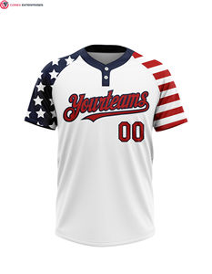 Camiseta de softball personalizada con la bandera de EE. UU. Camiseta de softball impresa personalizada con su nombre y botones del número dos para hombres/mujeres/jóvenes - Product Image 2