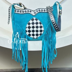 Nuevo bolso de mano personalizado de alta calidad con flecos de cuero de gamuza, bolso cruzado de gran capacidad con patrón a cuadros para mujer - Product Image 1