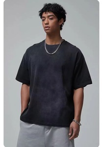 Lavage à l'acide surdimensionné O cou t-shirt Boxy Fit Design deux pièces avec motif de caractère Style décontracté Vintage 100% coton 260 GSM - Product Image 4