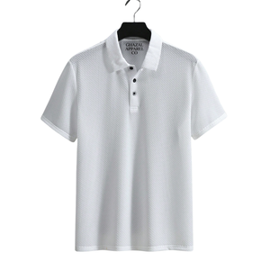 Mens <b>White</b> Solid Knit for Shirt Short Sleeve Breathable Casual Golf Front 6XL Soft Lightweight Regular Fit Summer Fashion <b>Top</b> - Product Image 1