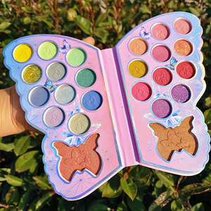 Custom <b>Empty</b> Makeup Shimmer Matte Glitter Blue Butterfly Eyeshadow Palette - Product Image 5