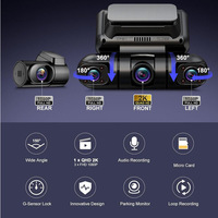Caméra embarquée pour voiture, 4 canaux, caméra FHD 1080P*4, WiFi intégré, GPS externe, stockage maximal de 256 Go, enregistreur vidéo panoramique 360° automatique
